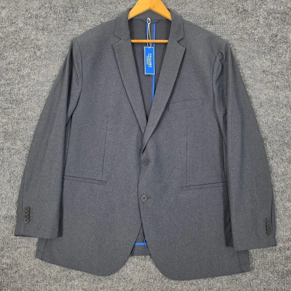 Twillory Suit Mens 48R Gray Technical Fabric 40x32 Stretch 2 Piece Business Work